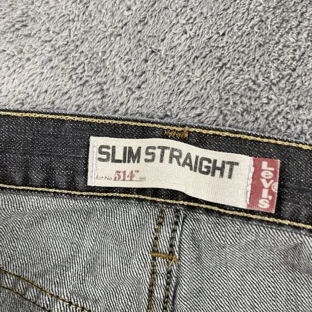 Levis 514 Slim Straight‎ Jeans Mens 36x34 Gray Mid Rise